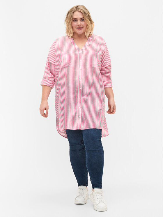 Zizzi Zizzi Srajčna obleka CA02353B Rdeča Loose Fit