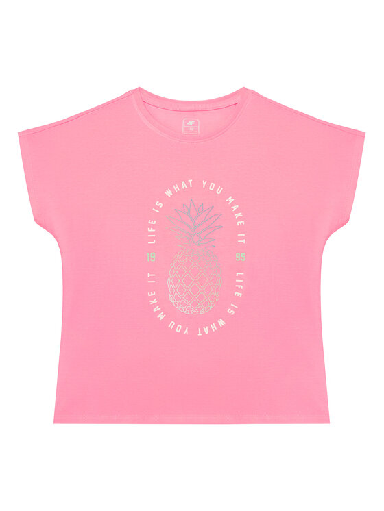 4F 4F T-Shirt 4FJSS23TTSHF398 Růžová Regular Fit