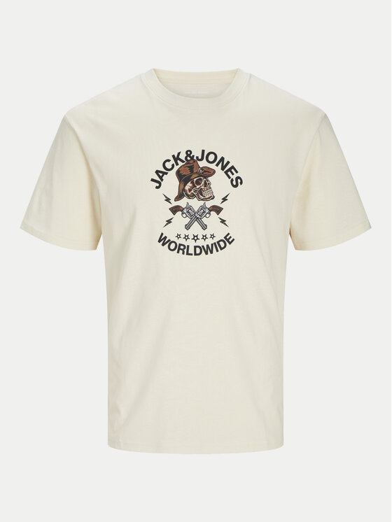 Jack&Jones Jack&Jones Marškinėliai Seven Skull 12262491 Écru Regular Fit