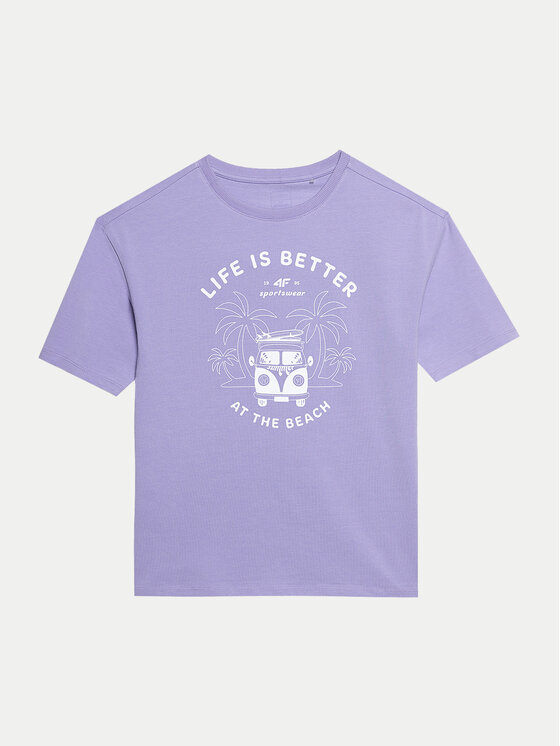 4F 4F T-shirt 4FJWSS24TTSHF1146 Ljubičasta Loose Fit