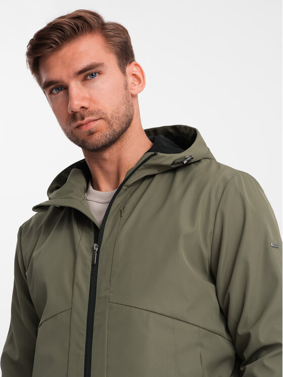 Ombre Ombre Kurtka przejściowa OM-JANP-0149 Khaki Regular Fit
