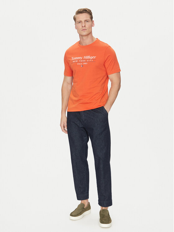 Tommy Hilfiger Tommy Hilfiger Póló Center Stack MW0MW38621 Narancssárga Regular Fit