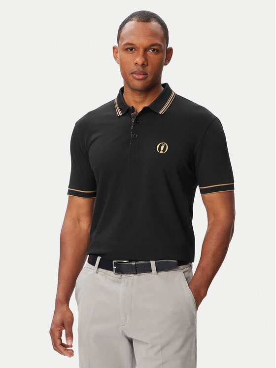BOSS Tricou polo Paddy_The_Open-26 50566997 Negru Regular Fit