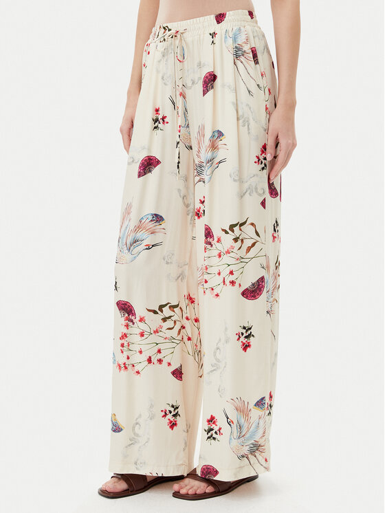 ViCOLO ViCOLO Kalhoty z materiálu TD0814 Béžová Relaxed Fit