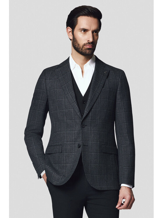 Lancerto Lancerto Marynarka Niagara MA073224000002 Szary Regular Fit
