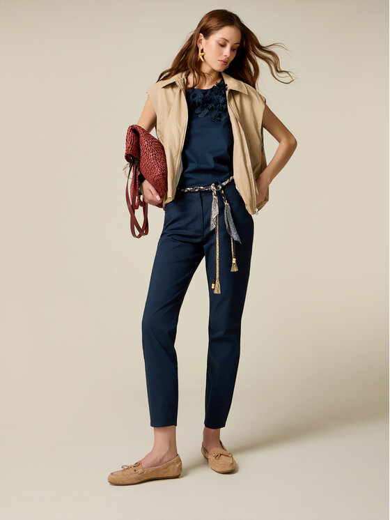 Oltre Oltre Spodnie materiałowe P760R009438N034 Niebieski Skin Fit