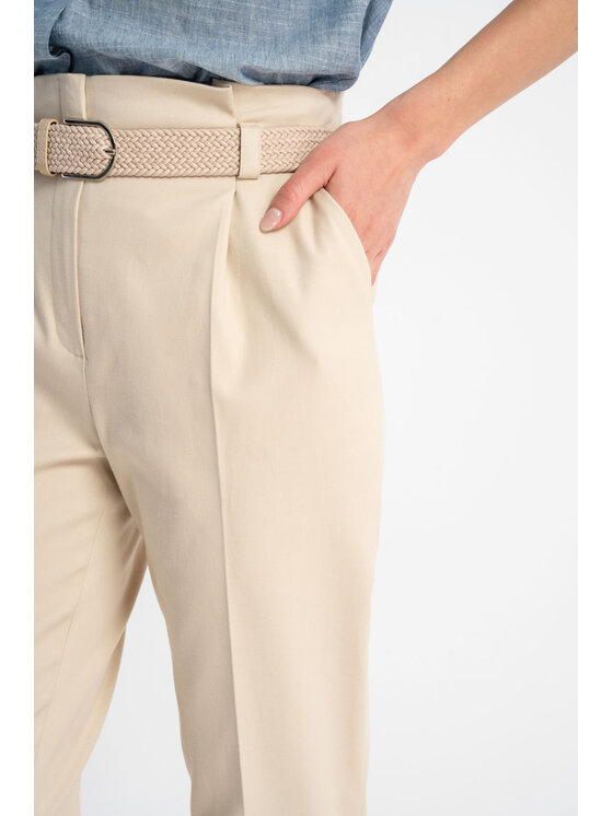 CLICK CLICK Kalhoty z materiálu 30-412 Écru Feminine Fit