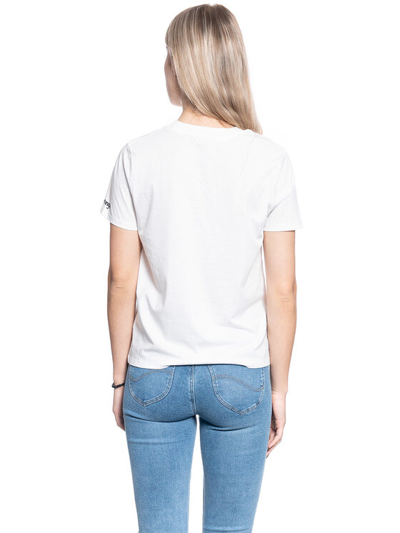 Wrangler Wrangler T-Shirt HIGH RIB REGULAR TEE Biały Regular Fit