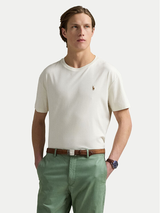 Polo Ralph Lauren Męski T-Shirt, rozmiar S, Écru, 710740727094