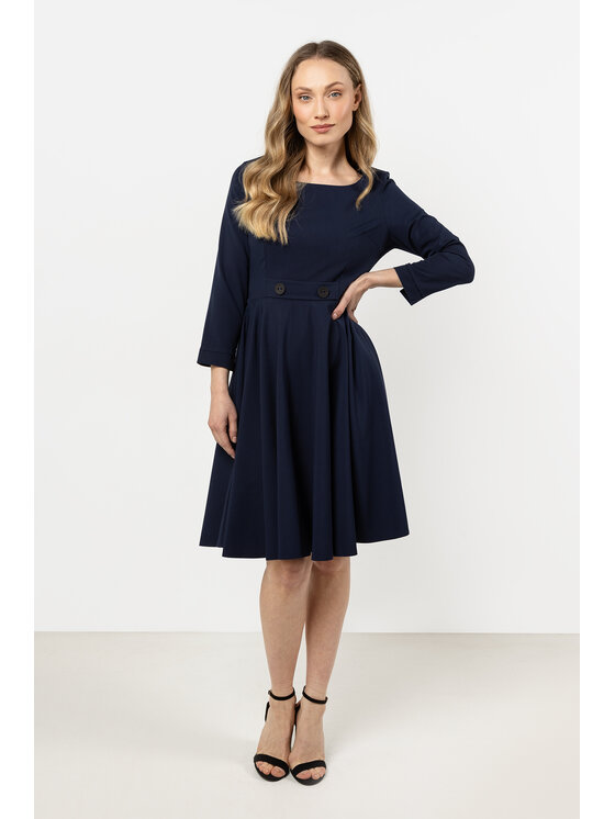 Awama Awama Sukienka koktajlowa A708 Granatowy Basic Fit