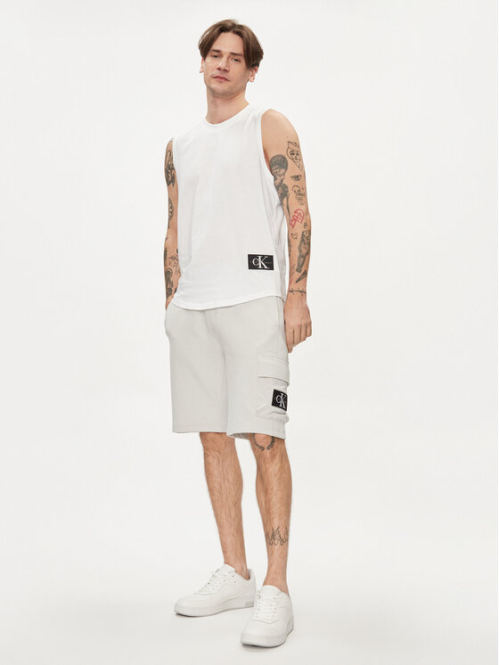 Calvin Klein Jeans Calvin Klein Jeans Szorty sportowe Monologo Badge J30J325132 Szary Regular Fit