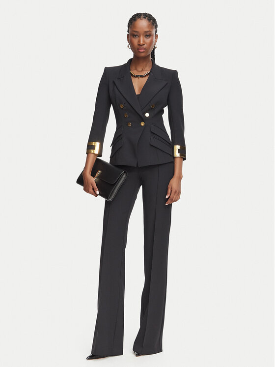 Elisabetta Franchi Elisabetta Franchi Riidest püksid PA-196-66E2-V360 Must Palazzo Fit