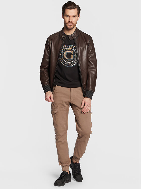 Guess Guess Majica Round Logo M3GI11 J1314 Črna Slim Fit