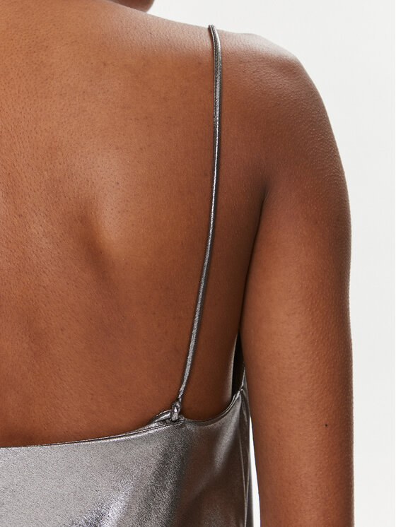 ROTATE ROTATE Coctailkleid Metallic Mini Slip 1116472293 Silberfarben Regular Fit
