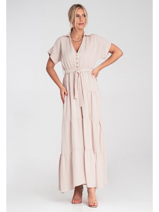 FIGL FIGL Letné šaty M1195 Béžová A-Line Fit