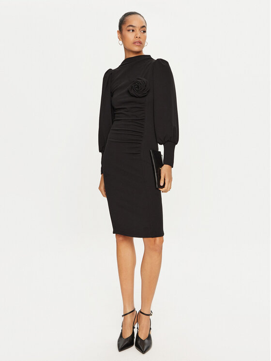 Haveone Haveone Kokteilinė suknelė AFS-M054 Juoda Slim Fit