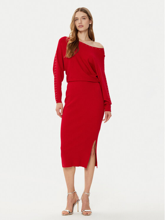Morgan Morgan Sukienka dzianinowa 242-RMLIDO Czerwony Slim Fit