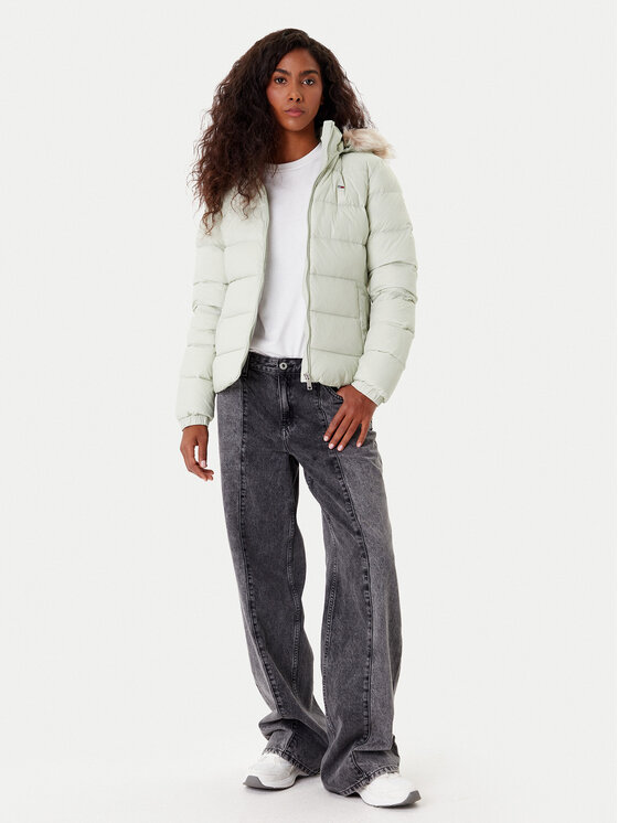 Tommy Jeans Tommy Jeans Пухено яке Basic DW0DW18312 Зелен Slim Fit