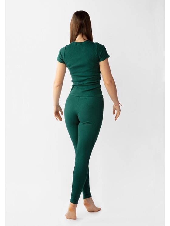 DKaren Sport DKaren Sport Komplet bluzka i spodnie Halima Zielony Slim Fit
