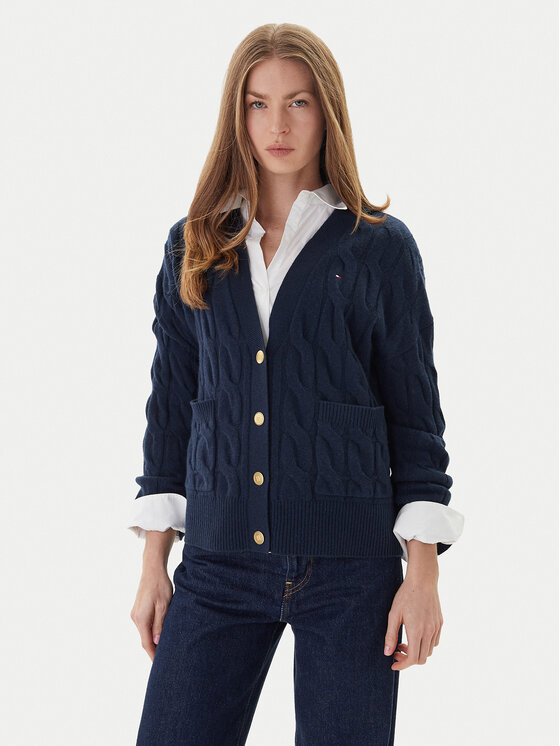Tommy Hilfiger Tommy Hilfiger Cardigan WW0WW43089 Bleumarin Regular Fit