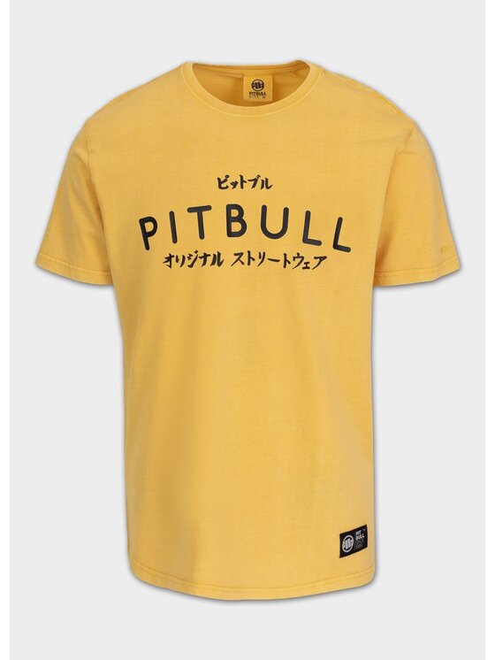 PITBULL PITBULL T-Shirt Koszulka męska Denim Washed MT. FUJI 3XL Żółty Regular Fit