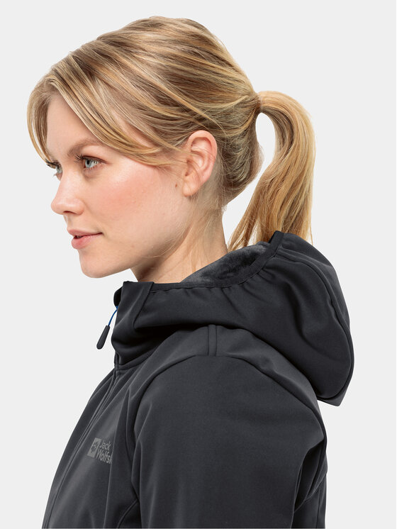 Jack Wolfskin Jack Wolfskin Kurtka softshell Windhain Hoody 1307481 Czarny Regular Fit