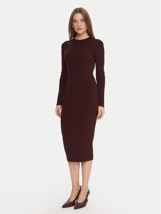 Kontatto Kontatto Rochie tricotată 3M0829C Vișiniu Slim Fit