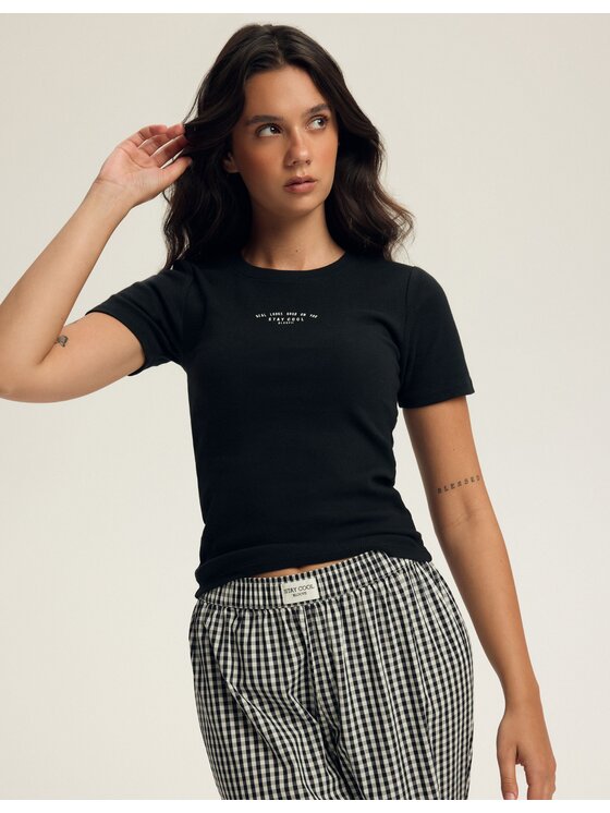 Esotiq Esotiq T-Shirt 44365 Czarny Regular Fit