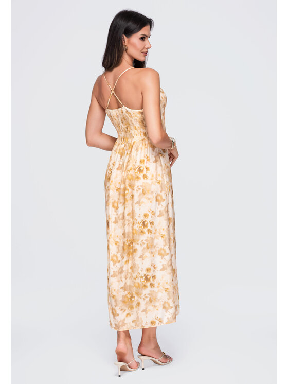 Ombre Ombre Sukienka wieczorowa OW-DLR-E0019 Żółty Regular Fit