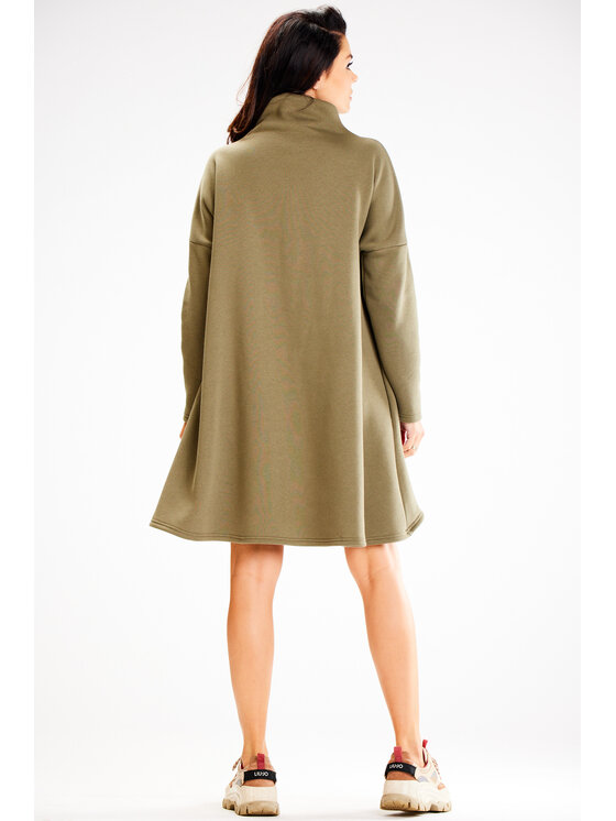 Awama Awama Sukienka dzianinowa A609 Khaki Basic Fit