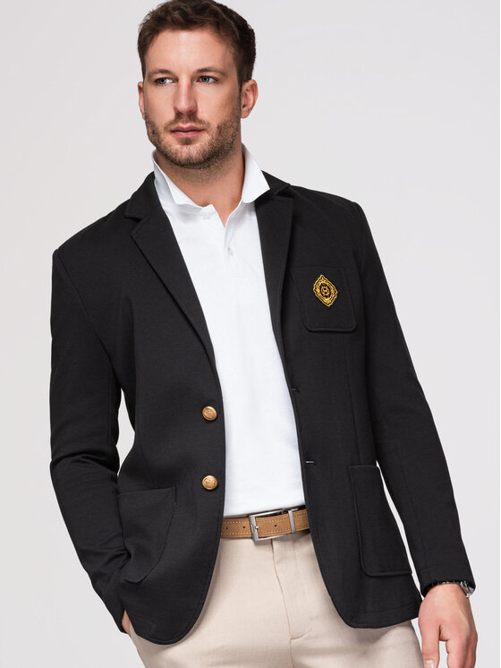 Ombre Ombre Marynarka OM-BLZB-0166 Czarny Slim Fit