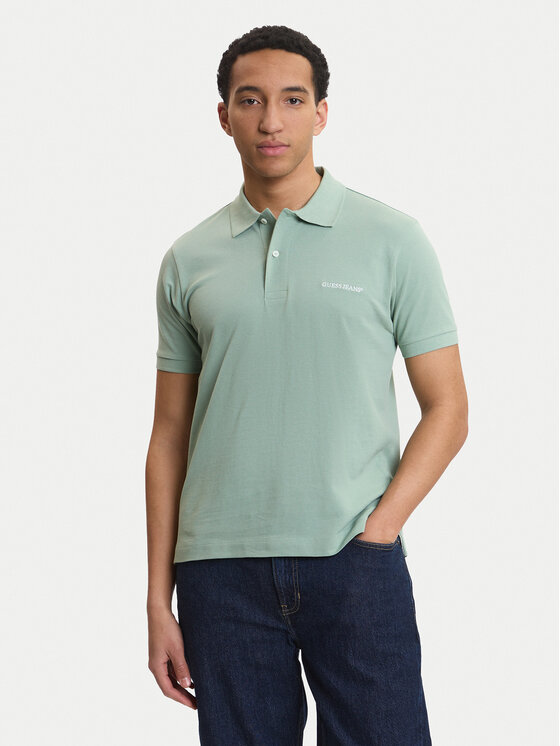 Guess Jeans Tricou polo M4BP29 KCJV1 Verde Regular Fit
