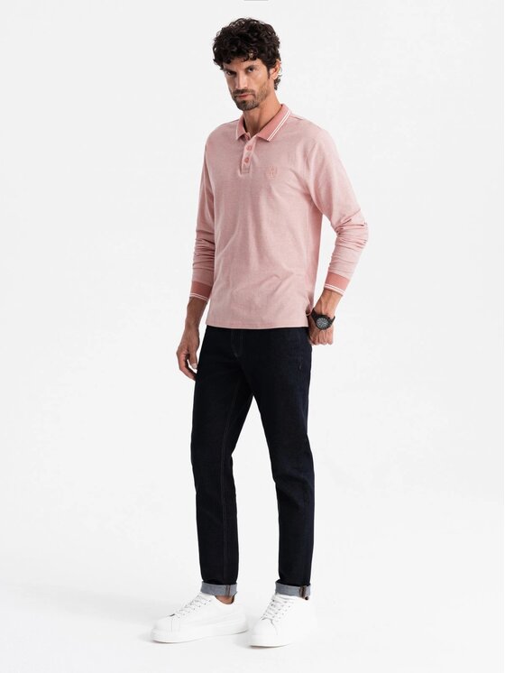 Ombre Ombre Longsleeve OM-POLS-0129 Różowy Regular Fit