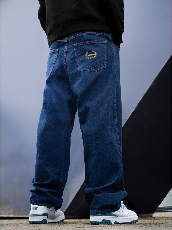 Metoda Sport Metoda Sport Jeansy Szerokie Spodnie Jeansowe Baggy Męskie Ciemne Niebieskie Metoda Sport Laur Pocket XL Niebieski Regular Fit