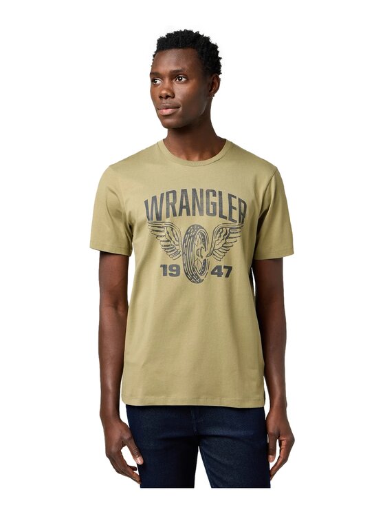 Wrangler Wrangler T-Shirt AMERICANA TEE Zielony Regular Fit