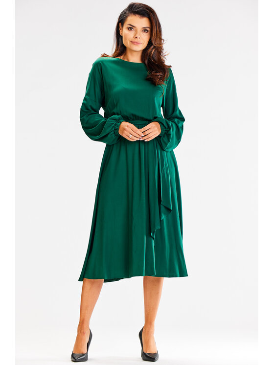Awama Awama Letní šaty A602 Zelená Basic Fit