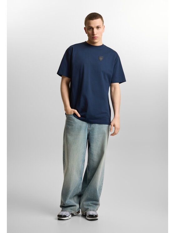 PROSTO. PROSTO. T-Shirt Shield Splash Granatowy Oversize
