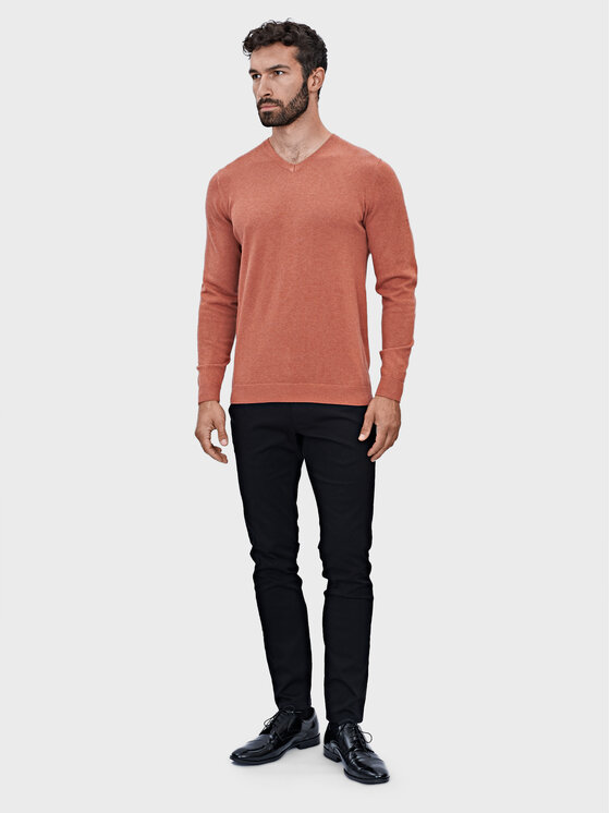 Evenemen Evenemen Sweter V-NECK RUST Miedziany Slim Fit