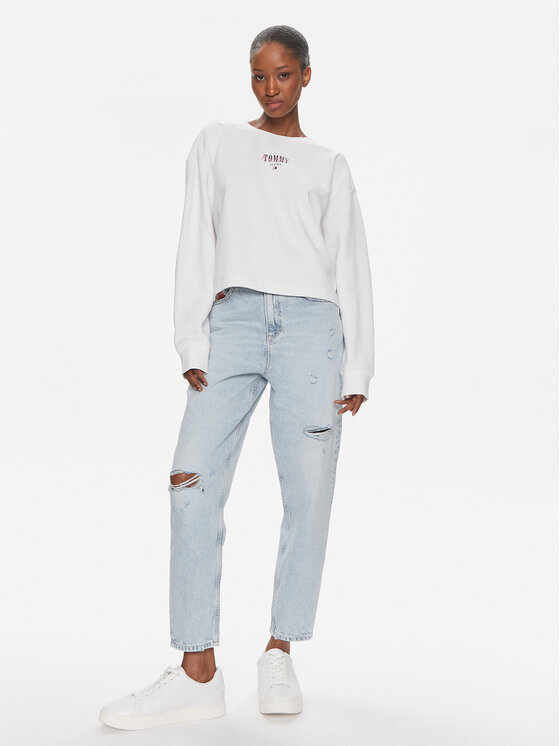 Tommy Jeans Tommy Jeans Majica dugih rukava Essential Logo DW0DW17796 Bijela Relaxed Fit