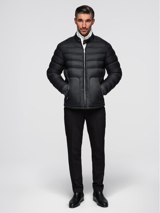 Ombre Ombre Kurtka przejściowa OM-JALP-0261 Czarny Regular Fit