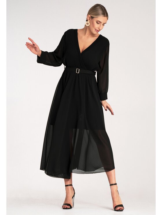 FIGL FIGL Koktejlové šaty M1141 Čierna Feminine Fit