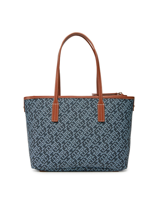 Tommy Hilfiger Tommy Hilfiger Torbica Th Monoplay Leather Mini Tote AW0AW17415 Tamnoplava