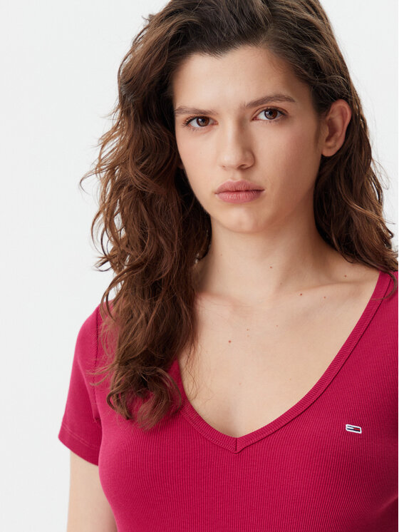Tommy Jeans Tommy Jeans T-Shirt Essential DW0DW17385 Różowy Slim Fit