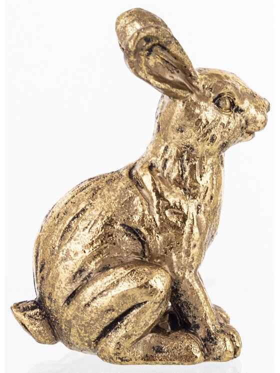 MIAhome MIAhome Figurka Dekoracja przycupnięty złoty królik 10,5x5x8 cm DORA Złoty