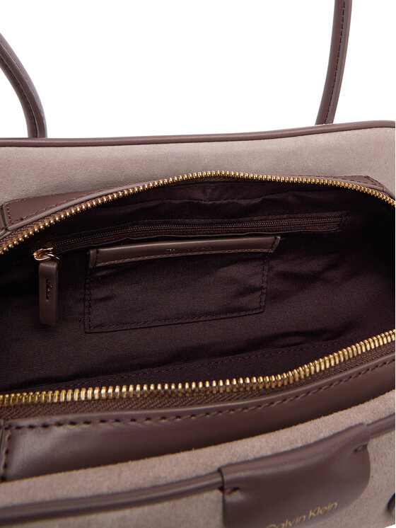 Calvin Klein Calvin Klein Τσάντα Emblem Trio Suede Shoulder Bag LV04F3888G Μπεζ