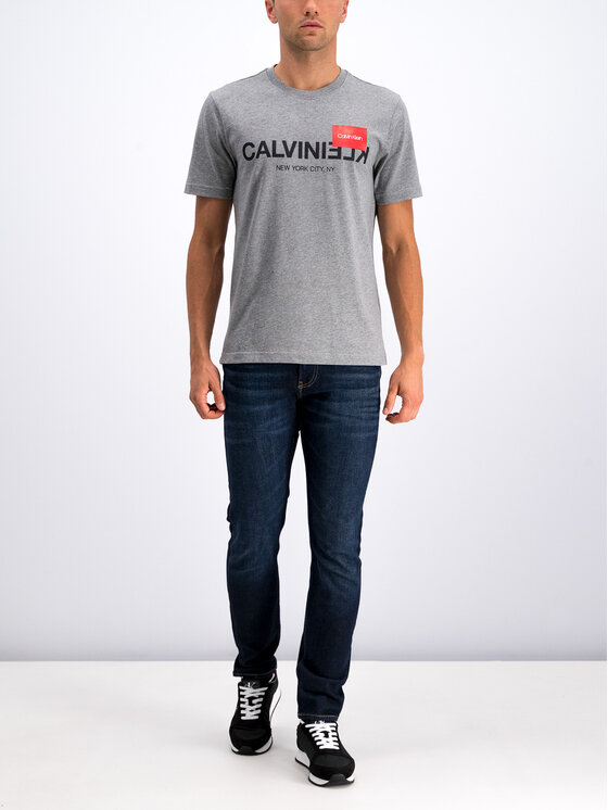 Calvin Klein Calvin Klein Póló Text Reverse Logo K10K104502 Szürke Regular Fit