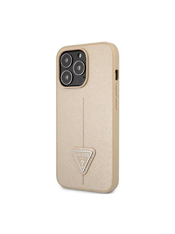 Guess Guess Etui na telefon Saffiano Triangle Logo Case Beżowy