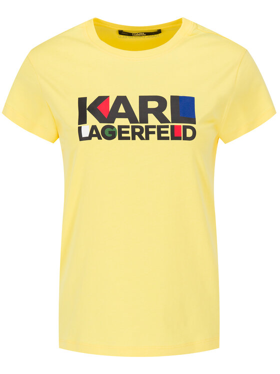 KARL LAGERFELD KARL LAGERFELD Tricou Bauhaus Stacked Logo 201W1733 Galben Regular Fit