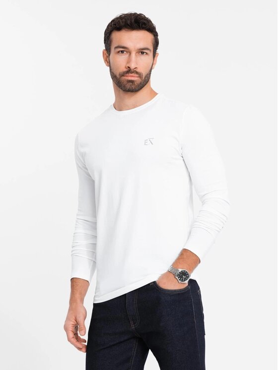 Ombre Ombre Longsleeve OM-LSBC-0124 Biały Slim Fit