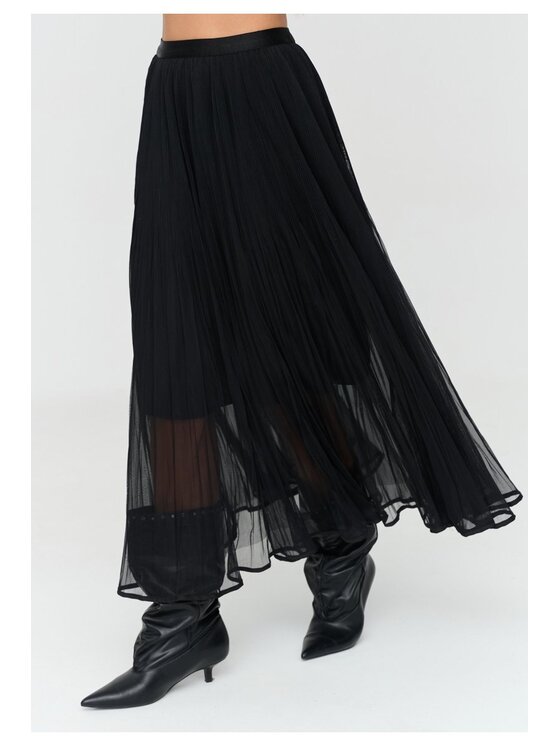 Makadamia Makadamia Spódnica maxi C89 Czarny Loose Fit